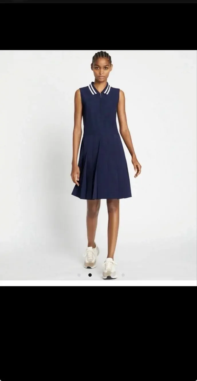 Tory Burch Sport Performance Pleated Collared Golf Dress, Tory Navy, Size XL